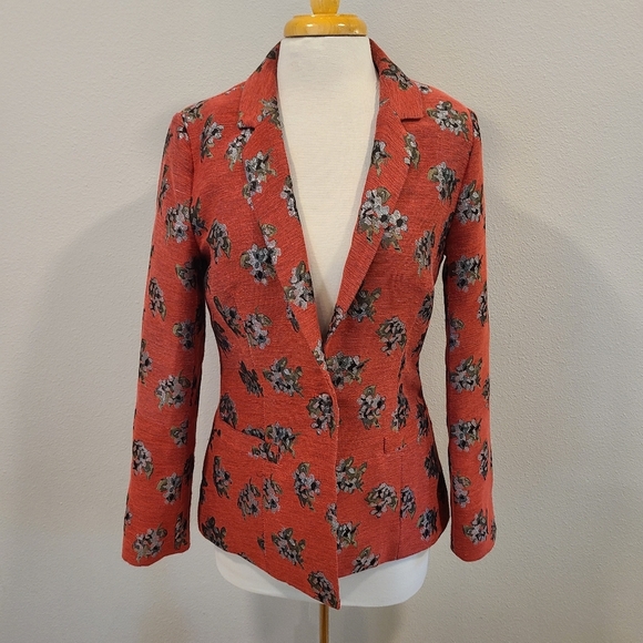 House of Harlow 1960 x Revolve Solange Red Metallic Floral Blazer Coat - Picture 5 of 9